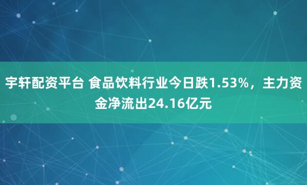 宇轩配资平台 食品饮料行业今日跌1.53%，主力资金净流出24.16亿元