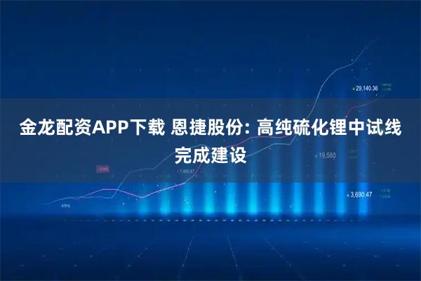 金龙配资APP下载 恩捷股份: 高纯硫化锂中试线完成建设